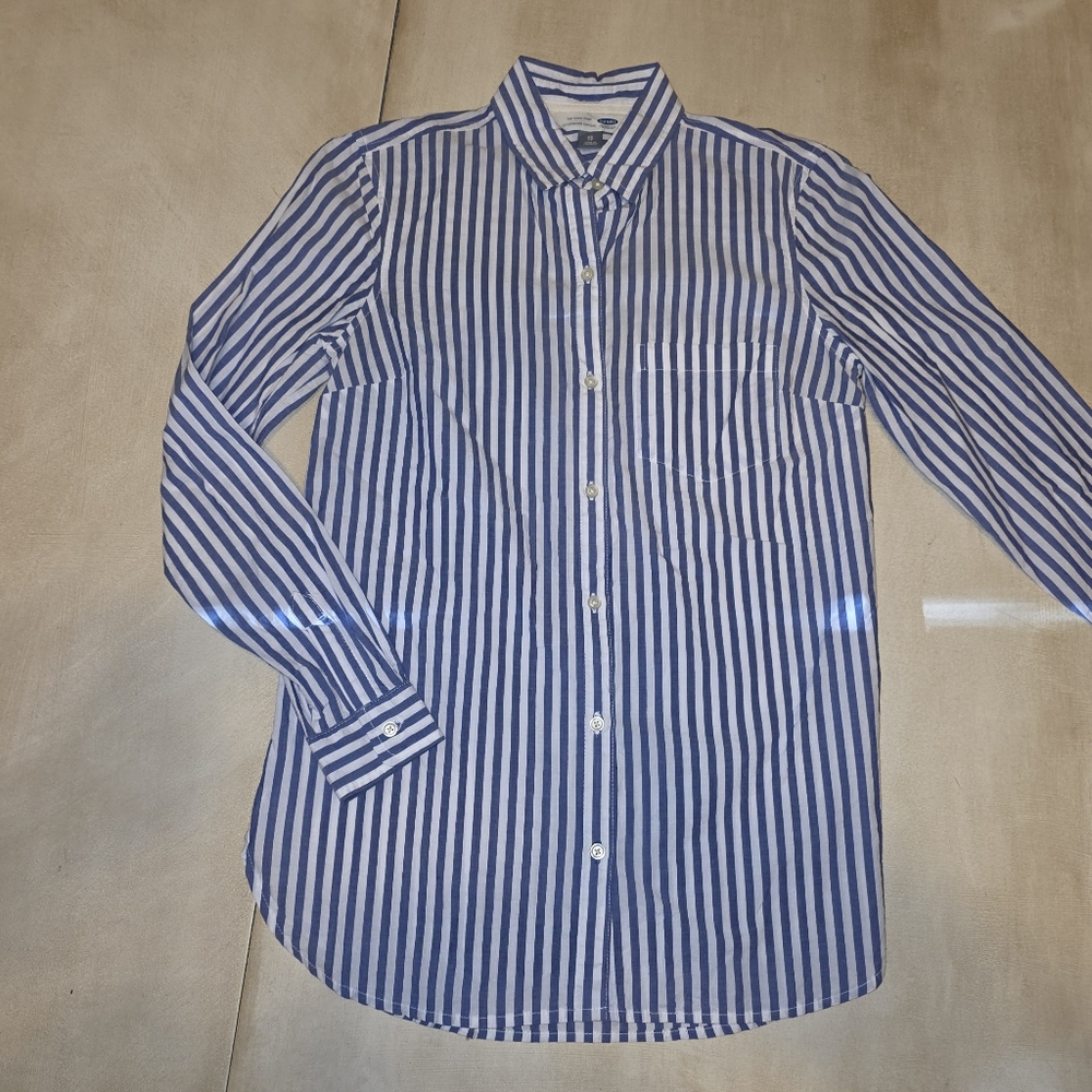 💙 Old Navy Blue & White Striped Tunic Shirt. XS - Picture 4 of 11